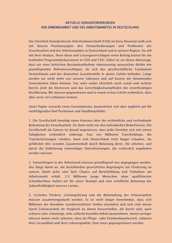 Current challenges of employment and the labour market in Germany — pages 1