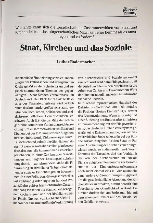 State, churches and the social sphere — pages 1