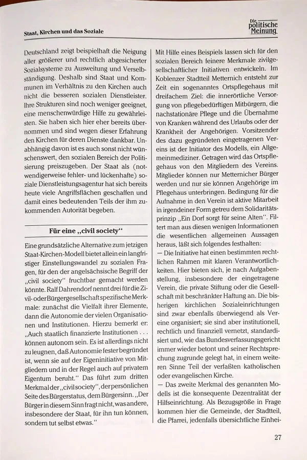 State, churches and the social sphere — pages 7