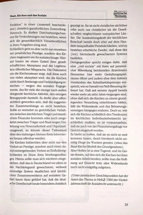 State, churches and the social sphere — pages 9